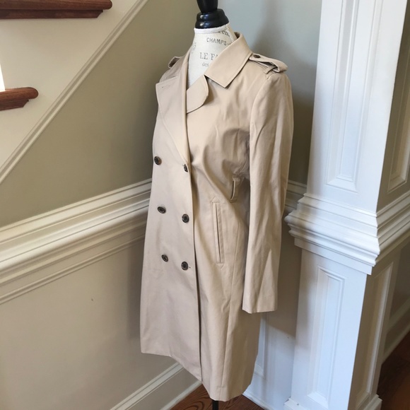 JCREW 2011 Icon Trench Coat Womens 0 6 Khaki Beige Water Repellent H5852 NEW - Picture 7 of 13